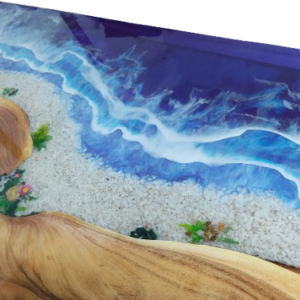 Handcrafted Live Edge Ocean Wave Resin Coffee Table